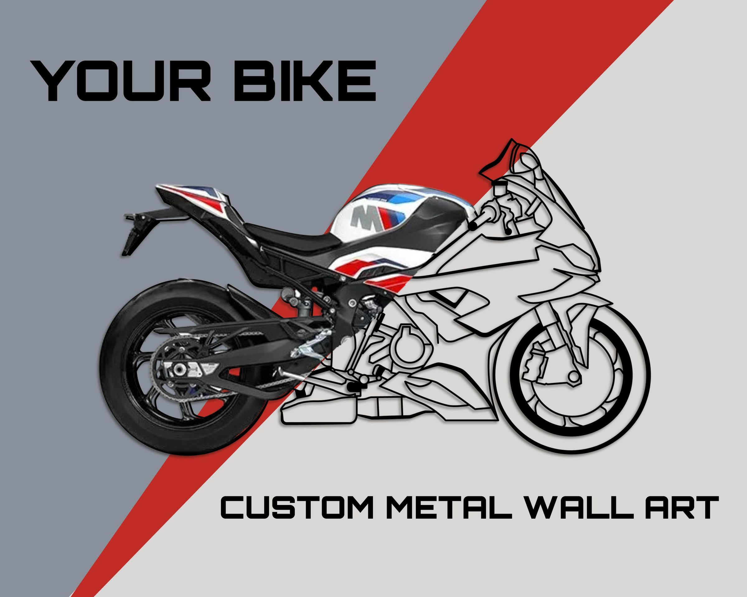 Custom Design - Your Custom Motorbike Silhouette Metal  Wall Art