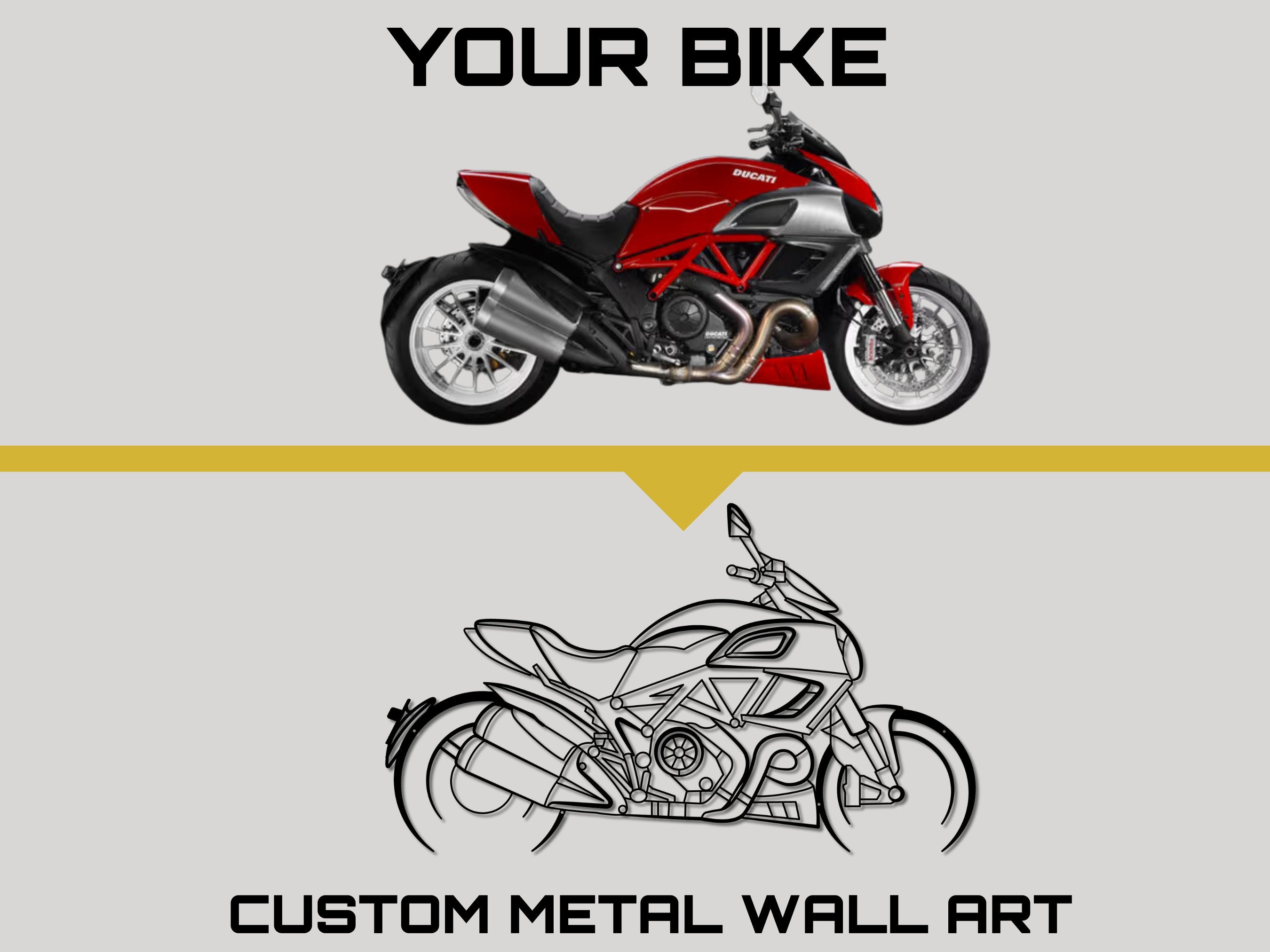 Custom Design - Your Custom Motorbike Silhouette Metal  Wall Art