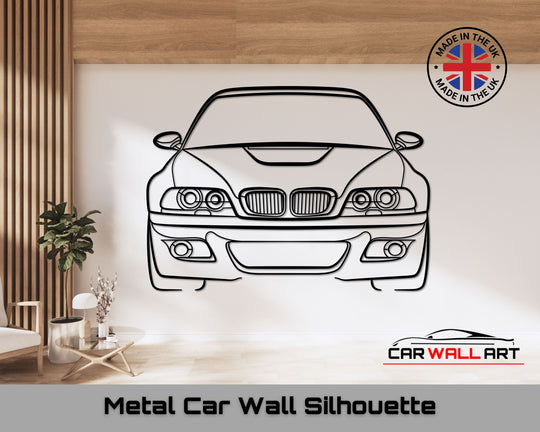 M3 E46 Front Angle, Silhouette Metal Wall Art