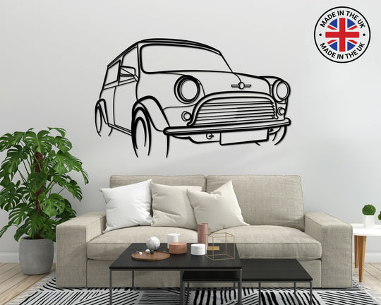 Classic Mini Van Front Angle, Silhouette Metal Wall Art