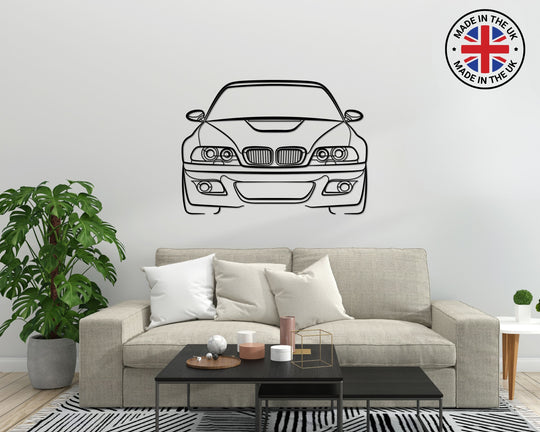 M3 E46 Front Angle, Silhouette Metal Wall Art