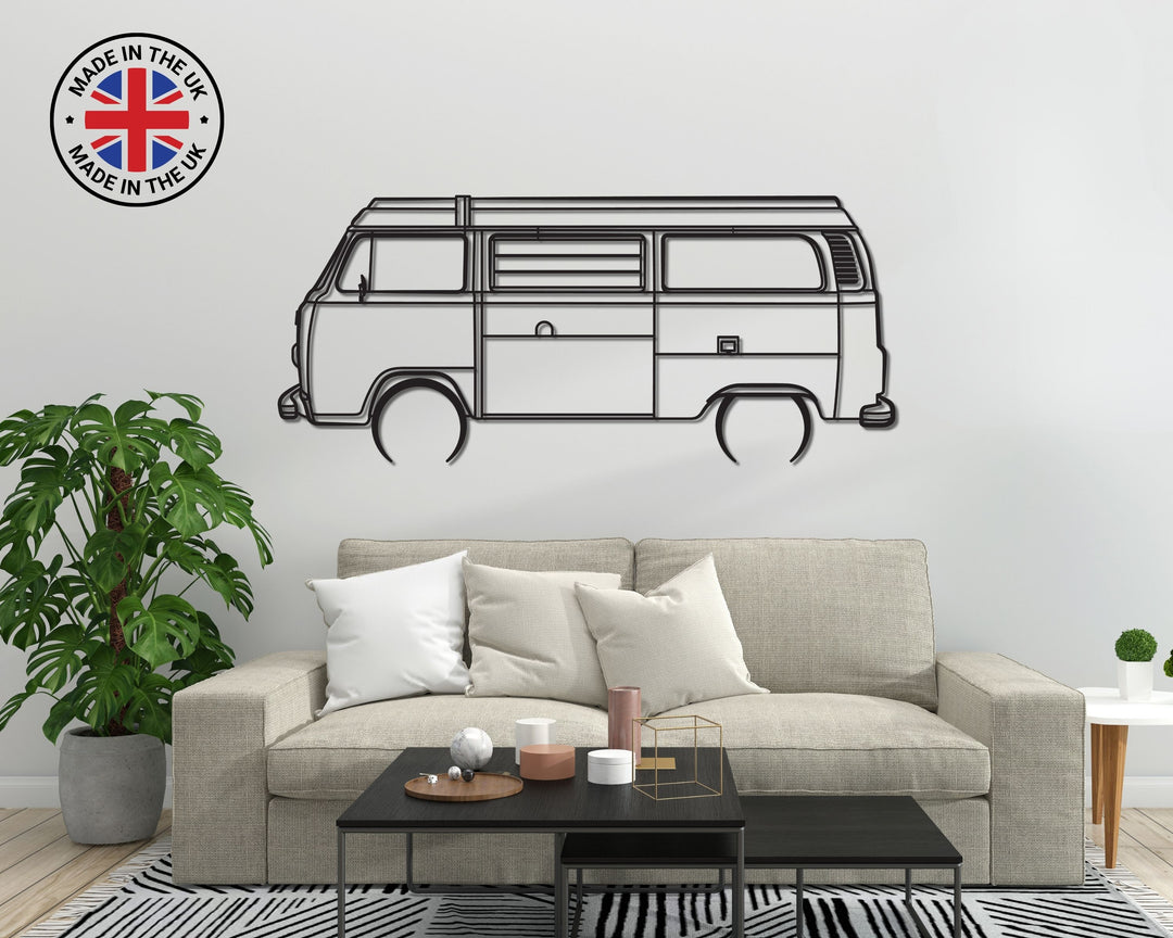 T2 Camper Van , Detailed Silhouette Metal Wall Art