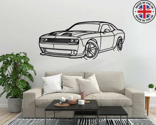 Challanger SRT 2023 front Angle, Silhouette Metal Wall Art