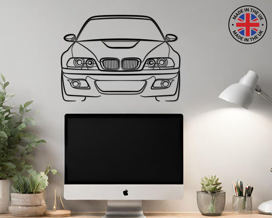 M3 E46 Front Angle, Silhouette Metal Wall Art