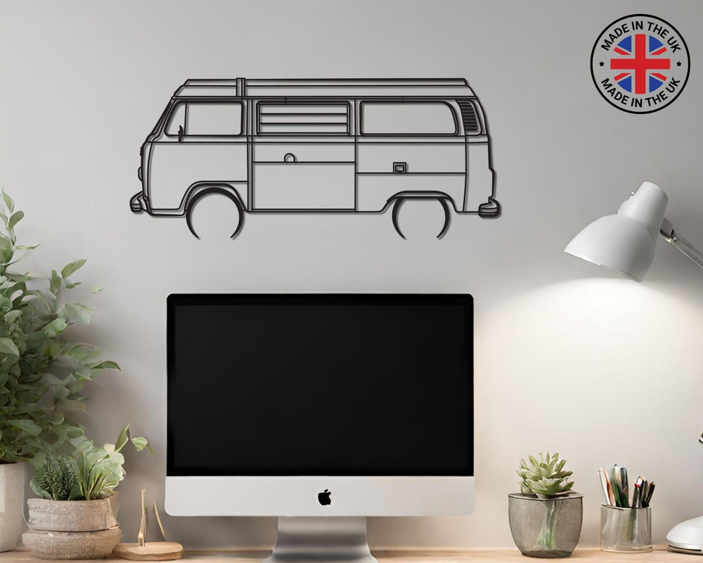 T2 Camper Van , Detailed Silhouette Metal Wall Art