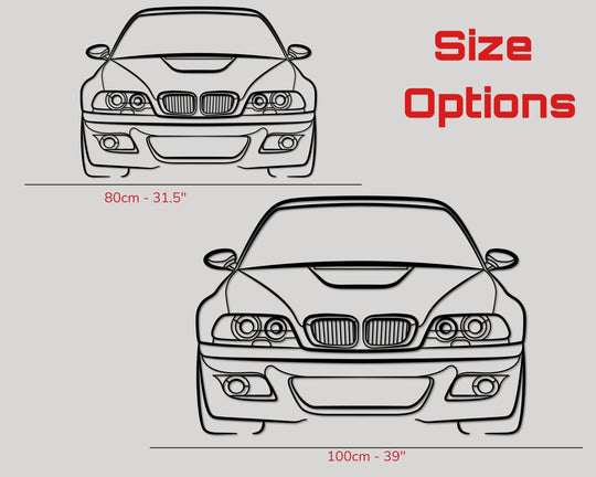 M3 E46 Front Angle, Silhouette Metal Wall Art