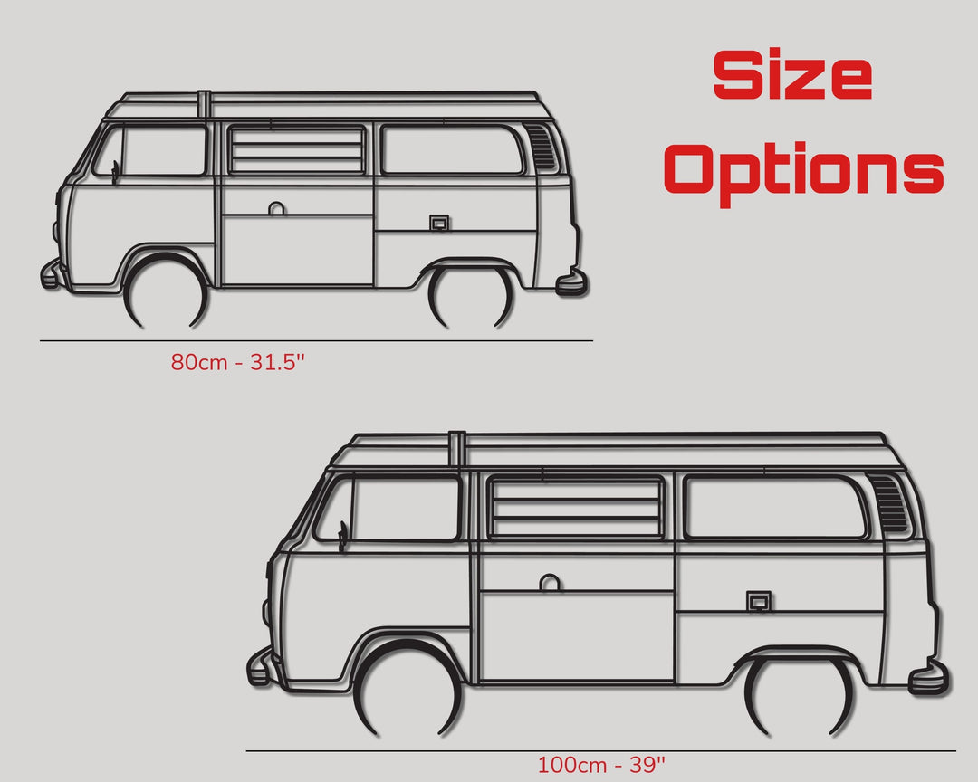 T2 Camper Van , Detailed Silhouette Metal Wall Art