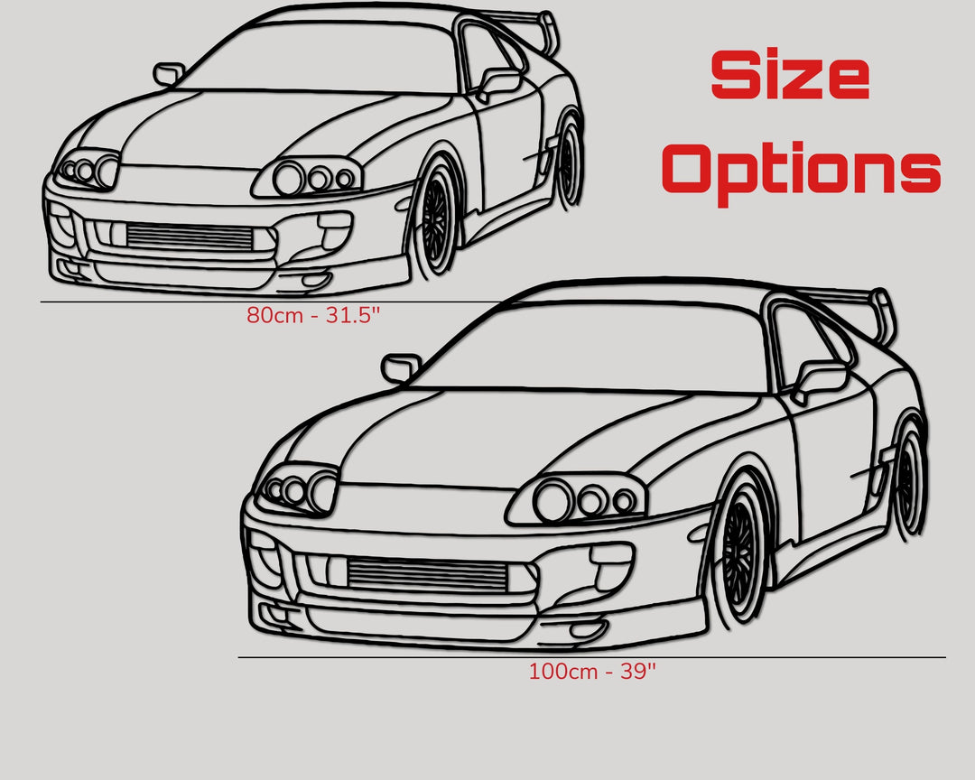 Supra Mk4 front Angle, Silhouette Metal Wall Art