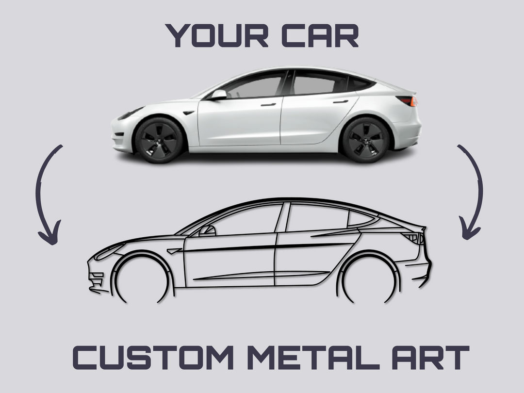 Tesla Model 3 car silhouette wall art, custom wall art