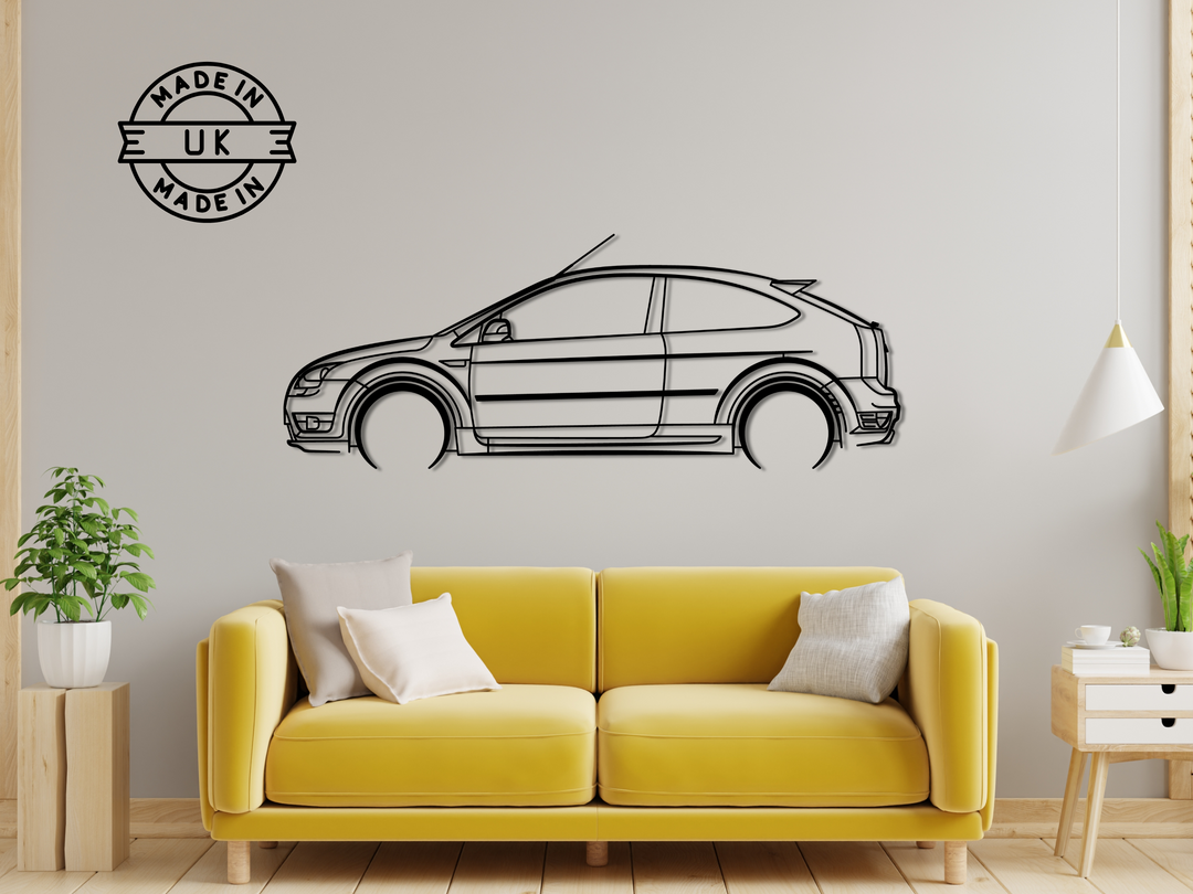 Focus ST MK2 (225), Detailed Silhouette Metal Wall Art