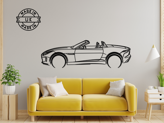 F-type Cabriolet, Detailed Silhouette Metal Wall Art