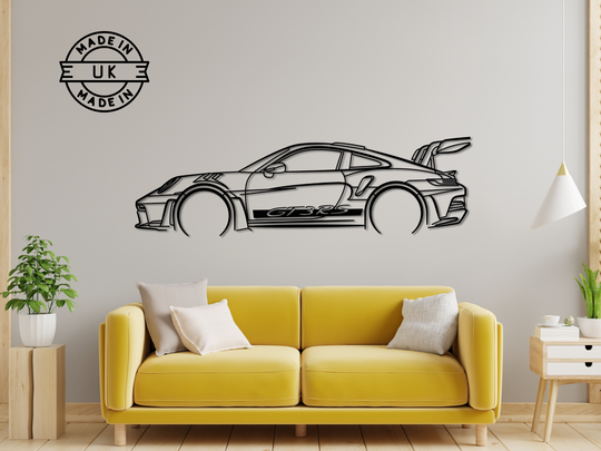 GT3 RS Weissach (992), Detailed Silhouette Metal Wall Art