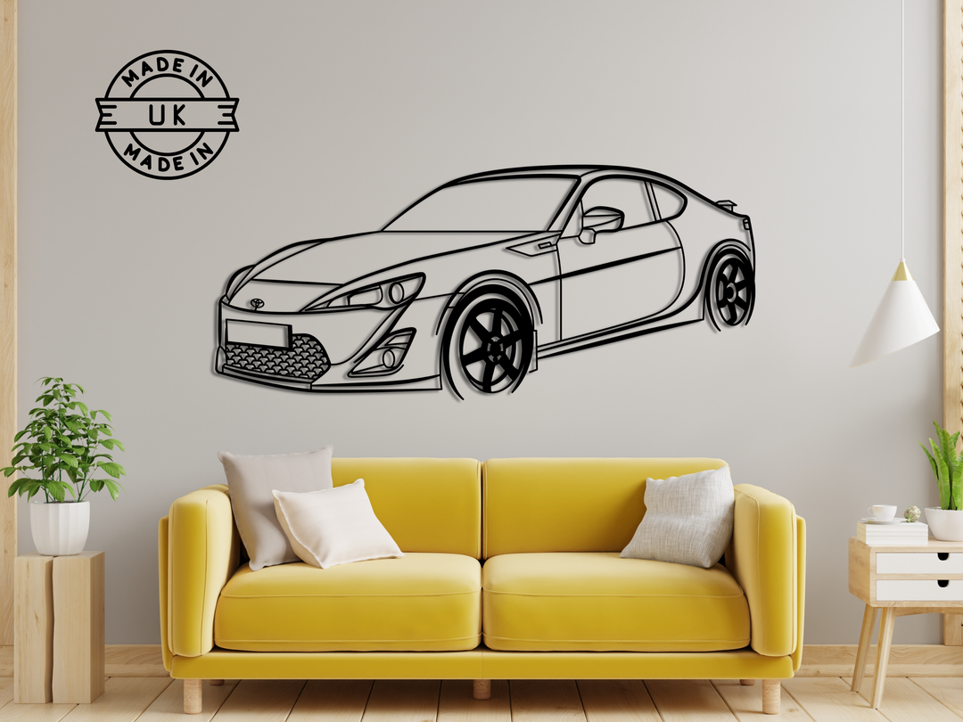 BRZ Front Angle, Detailed angle Silhouette Metal Wall Art