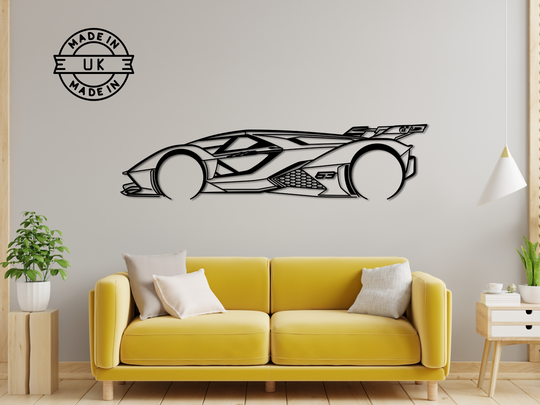 Vision V12 Gran Turismo, Detailed Silhouette Metal Wall Art