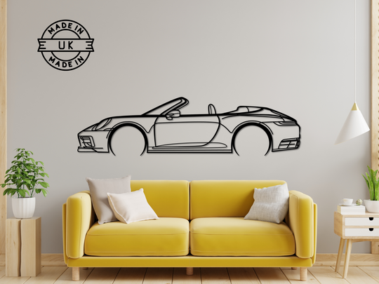 Carrera 992 Convertible, Silhouette Metal Wall Art