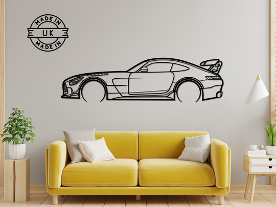 AMG GT Black Edition, Detailed Silhouette Metal Wall Art