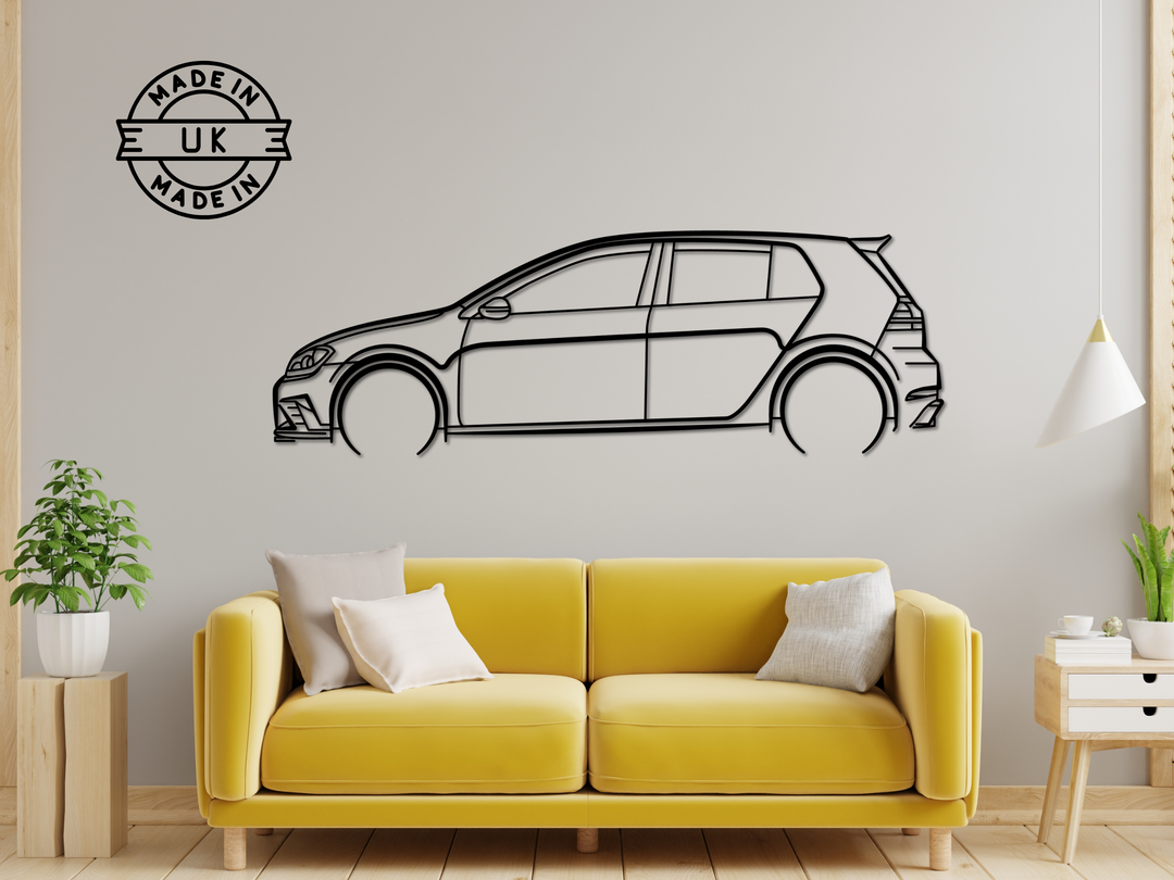 Golf GTI MK7, Detailed Silhouette Metal Wall Art