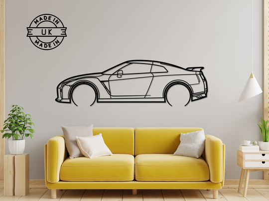 Skyline GTR 35, Detailed Silhouette Metal Wall Art