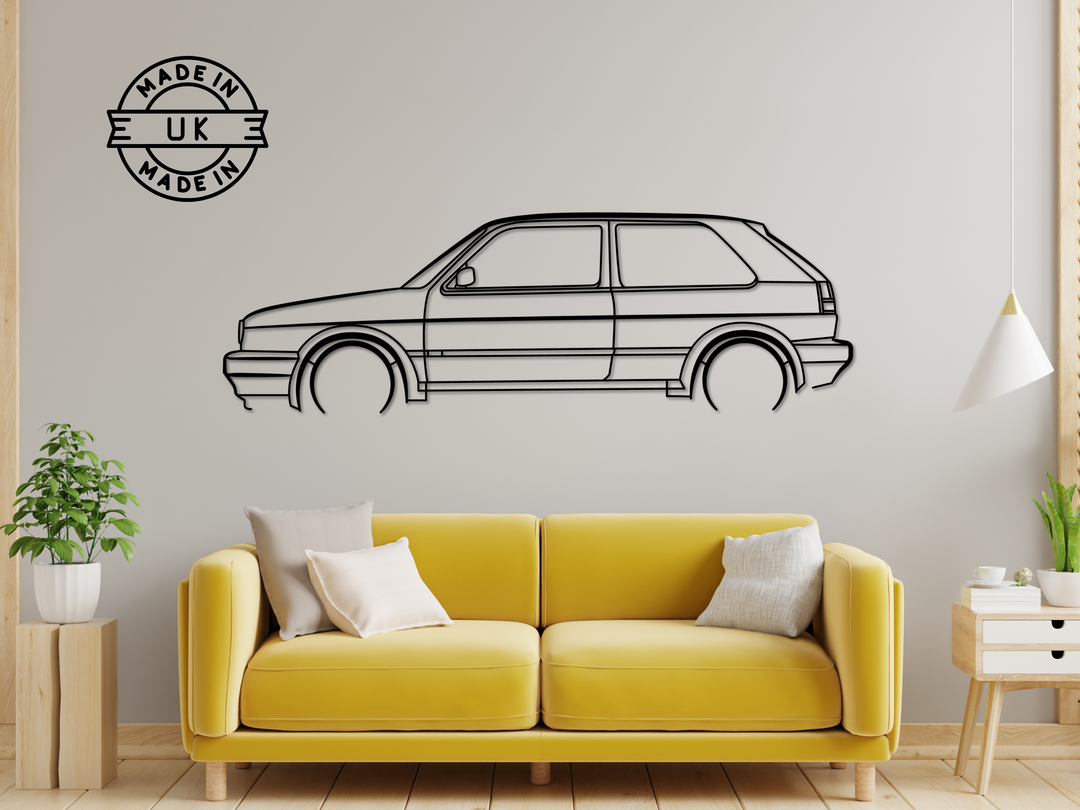 Golf MK2 GTI, Detailed Silhouette Metal Wall Art