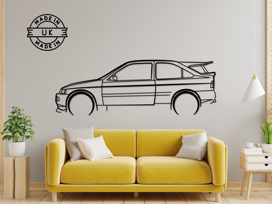 Escort Cosworth, Detailed Silhouette Metal Wall Art