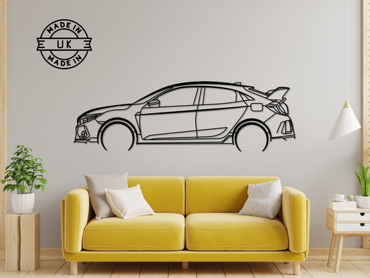 Civic Type-R (FK8), Detailed Silhouette Metal Wall Art