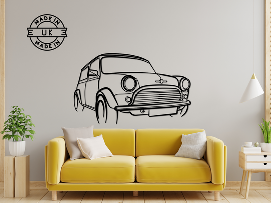 Classic Mini Van Front Angle, Silhouette Metal Wall Art