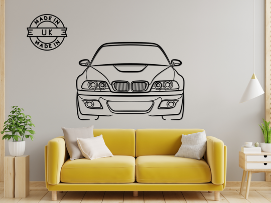 M3 E46 Front Angle, Silhouette Metal Wall Art