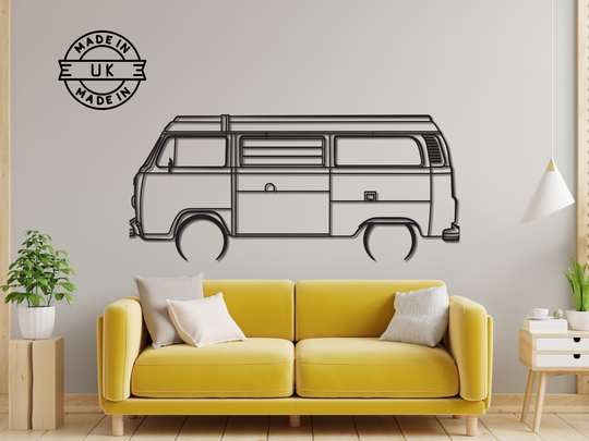 T2 Camper Van , Detailed Silhouette Metal Wall Art