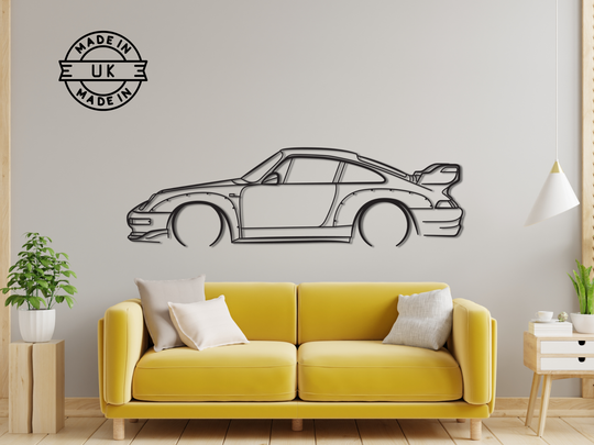 911 GT2 (993), Detailed Silhouette Metal Wall Art