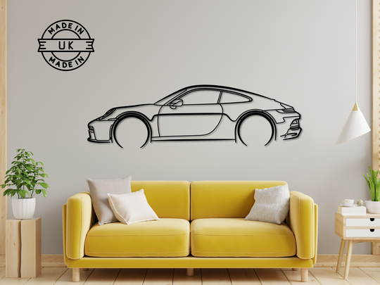 911 GT3 (Touring Package), Detailed Silhouette Metal Wall Art