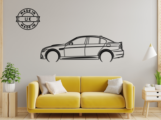 E90 M3, Detailed Silhouette Metal Wall Art