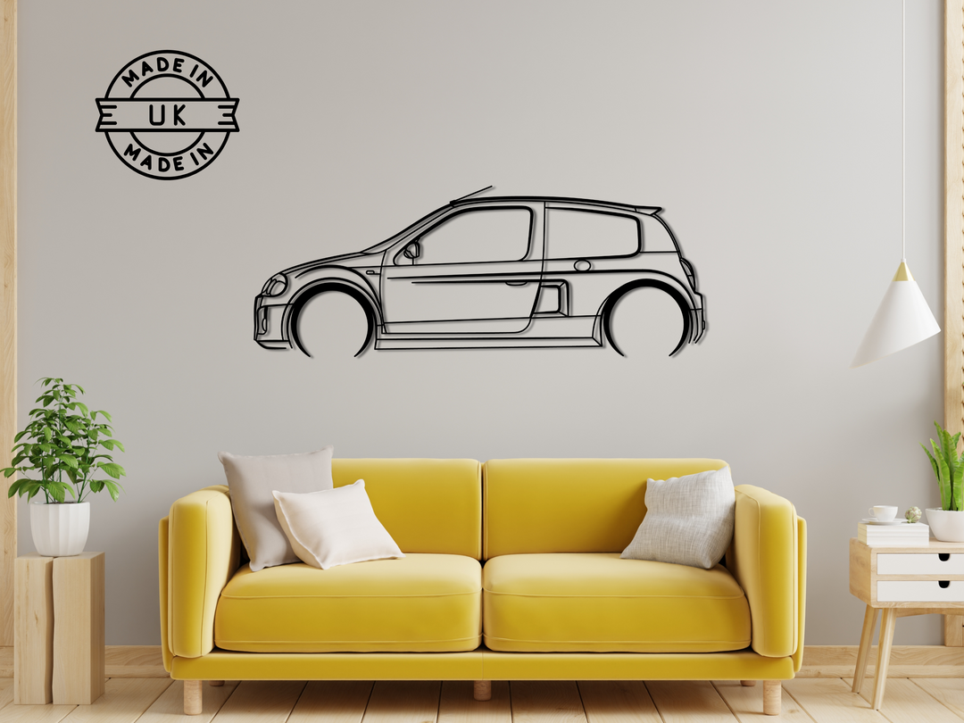 Clio V6 RS, Detailed Silhouette Metal Wall Art