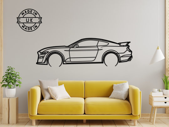 Mustang GT 500, Detailed Silhouette Metal Wall Art