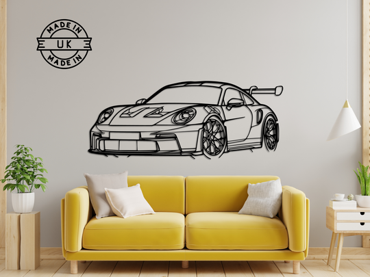 911 GT3 RS (992) Front Angle, Silhouette Metal Wall Art