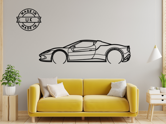 296 GTB, Detailed Silhouette Metal Wall Art