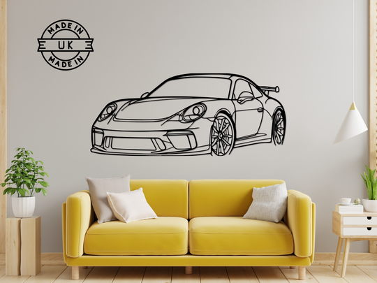 911 GT3 RS (991) Front Angle, Silhouette Metal Wall Art