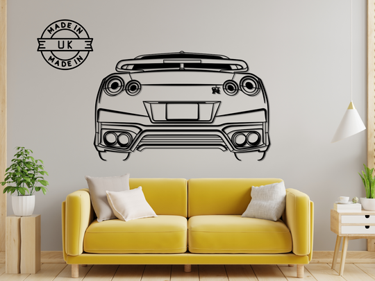 Skyline GTR-35 Rear View, Detailed Silhouette Metal Wall Art