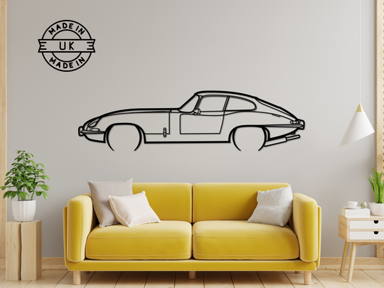 E type, Detailed Silhouette Metal Wall Art