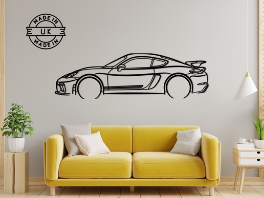 718 GT4 Cayman,  Detailed Silhouette Metal Wall Art