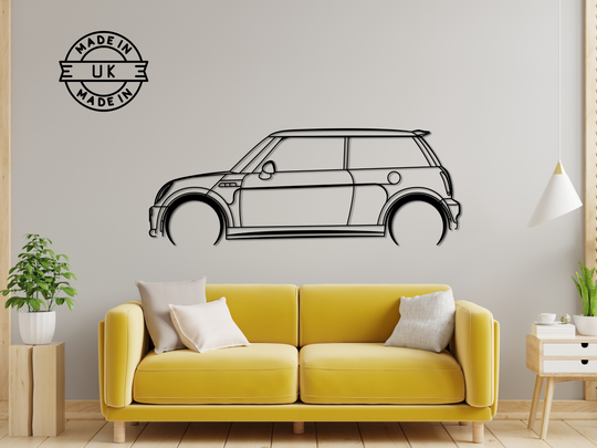 Mini Cooper S R53 , Detailed Silhouette Metal Wall Art