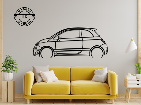 500 Abarth, Detailed Silhouette Metal Wall Art