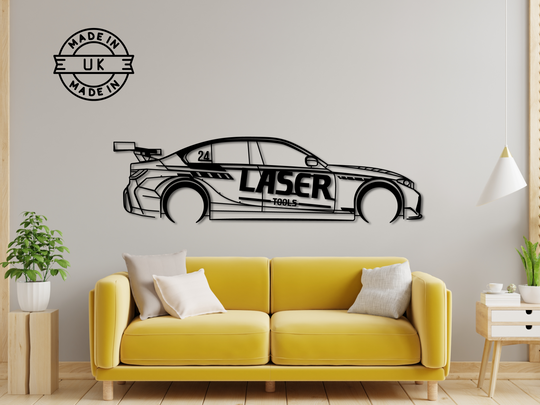 330e M Sport Touring Car, Detailed Silhouette Metal Wall Art