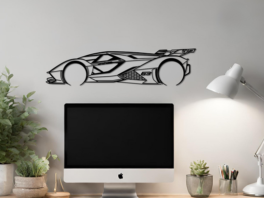 Vision V12 Gran Turismo, Detailed Silhouette Metal Wall Art