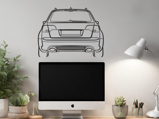 RS4 Avant B7 Rear Angle, Detailed Silhouette Metal Wall Art