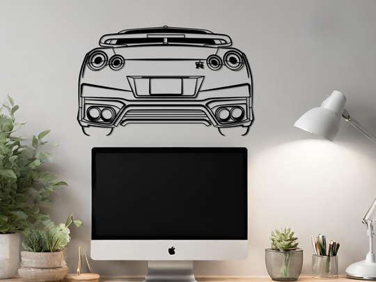 Skyline GTR-35 Rear View, Detailed Silhouette Metal Wall Art