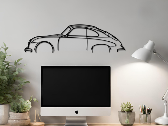 356 Coupe, Detailed Silhouette Metal Wall Art