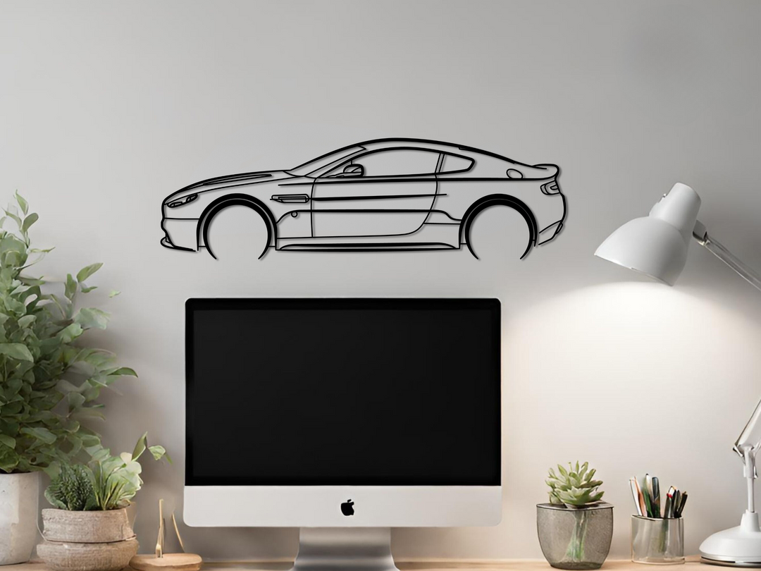 V12 Vantage, Detailed Silhouette Metal Wall Art