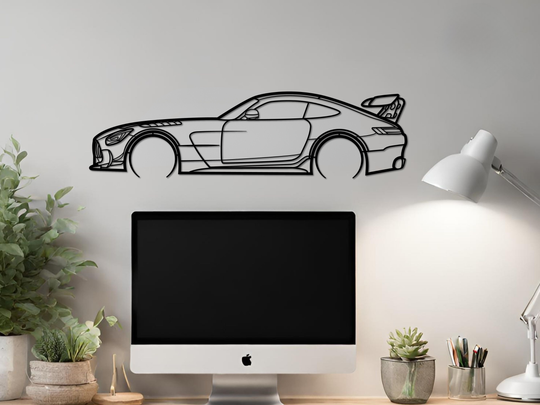 AMG GT Black Edition, Detailed Silhouette Metal Wall Art