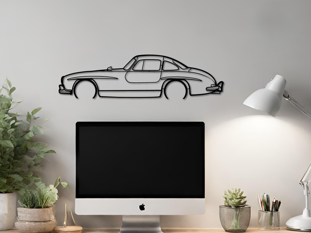 300 SL Gull-wing, Detailed Silhouette Metal Wall Art