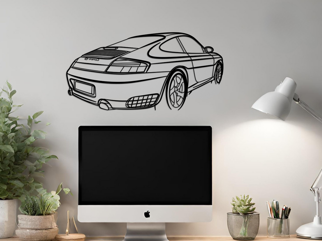 996 Carrera 4S rear Angle, Silhouette Metal Wall Art